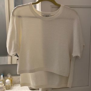 Aritzia -Off white loose cropped sweater with ribbed detail